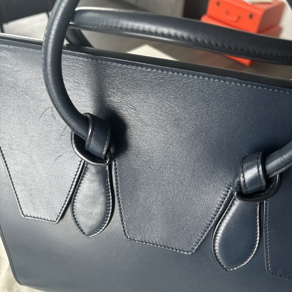 Celine Smooth Calfskin Bi-Color Tie Knot Tote Navy Blue/Yellow - Picture 7 of 12